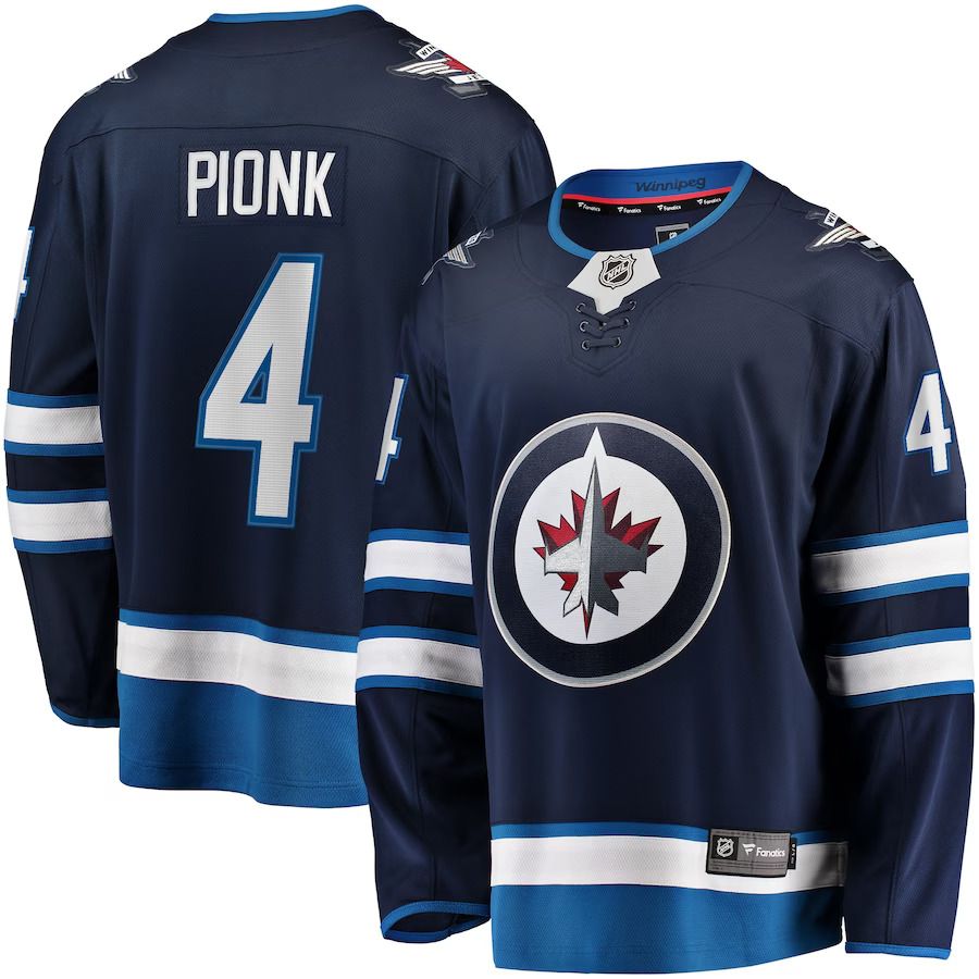 Men Winnipeg Jets #4 Neal Pionk Fanatics Branded Navy Home Breakaway Player NHL Jersey